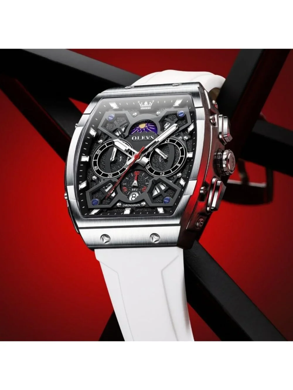Luxury Casual Square Skeleton Chronograph Watch for Men - Stylish Timepiece